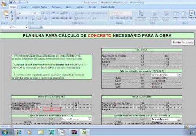 Planilha Excel P Cálculo De Materiais Construção Civil Por R1990 7765