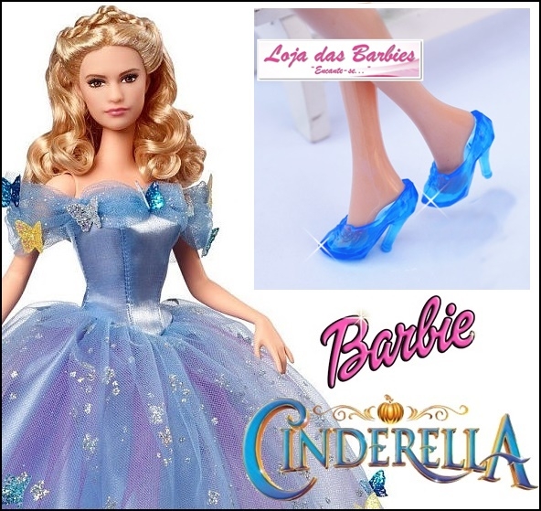 Sapatinho Clássico Para Barbie : *Scarpin Cinderela* (Sapatinho De Cristal)  [Azul Translúcido] por R$7,90