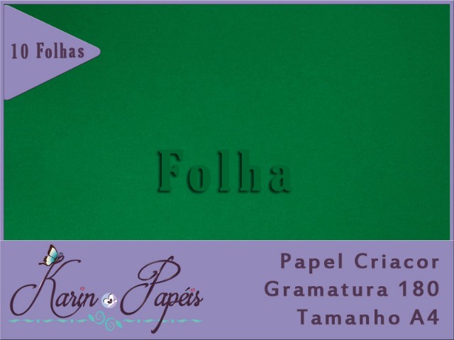 Color Plus Brasil (verde folha)180g A4 - Pacote com 10 folhas