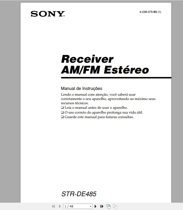 Manual Em Português Do Receiver Sony Str-de 485