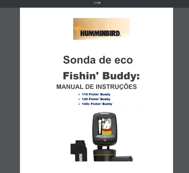 Manual Em Português Do Sonar humminbird 110 por R55,00