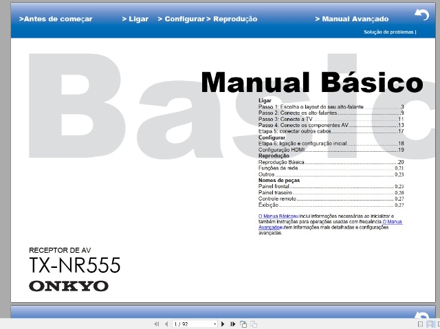 Manual Em Português Do Receiver Onkyo Tx-nr555