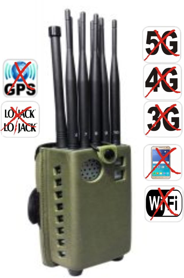 BLOQUEADOR PORTÁTIL  DE CELULAR  10 ANTENAS  2G 3G 4G 5G  WIFI GPS LOJACK